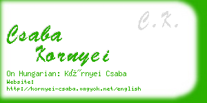 csaba kornyei business card