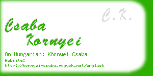 csaba kornyei business card